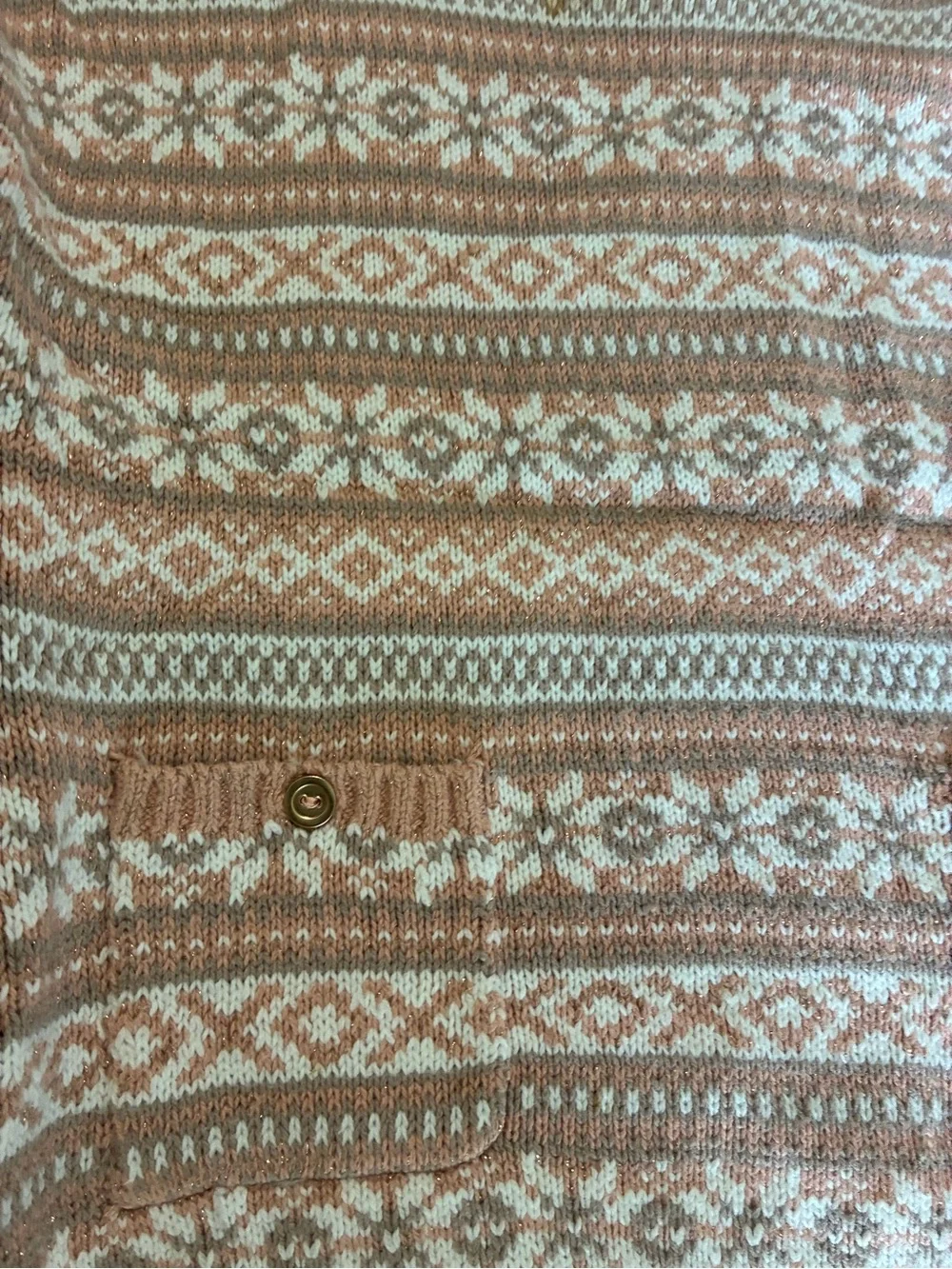 Girls' Pink Fair Isle Turtleneck Sweater Coat
